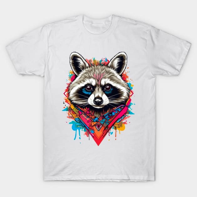 Abstract Art Raccoon T-Shirt by Penguin-san